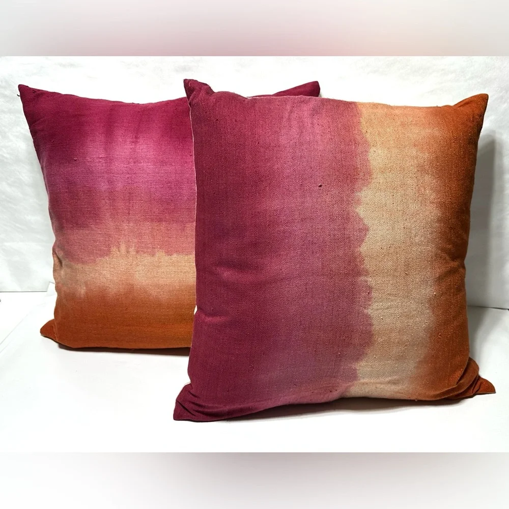Orange and Pink Ombre Throw Pillows
